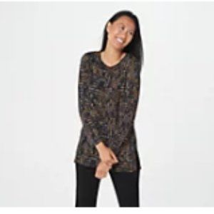 Susan Graver Printed Liquid Knit Long-sleeve Tunic